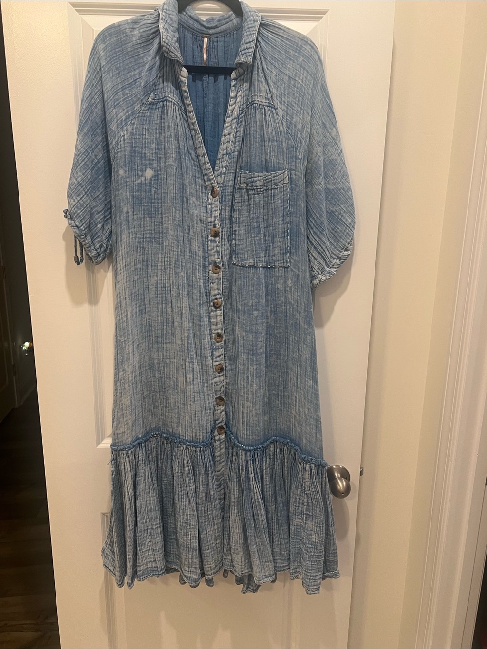 Free People maya Light Blue Button-Front Midi Dress